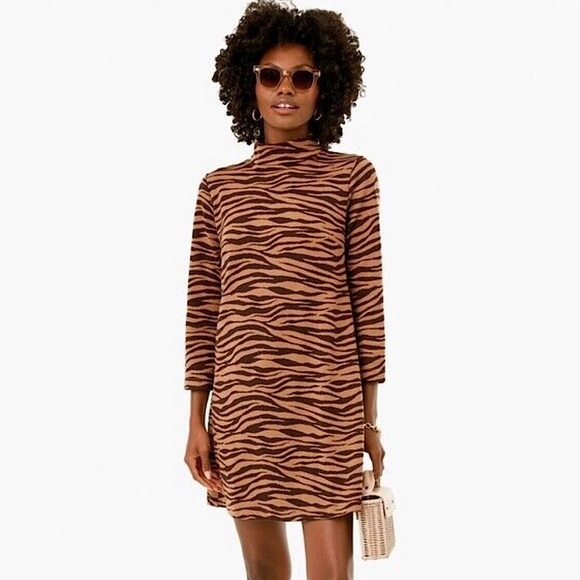 Tuckernuck Ellie Striped Mock Neck Knit Dress Tiger Small - Picture 1 of 8